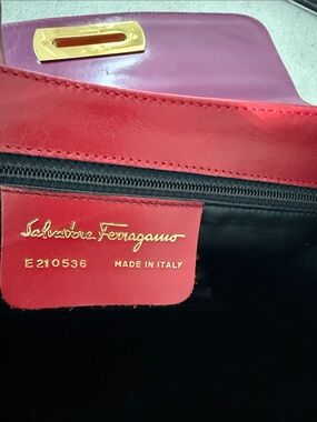 Salvatore Ferragamo Red and Purple Leather Shoulder Bag